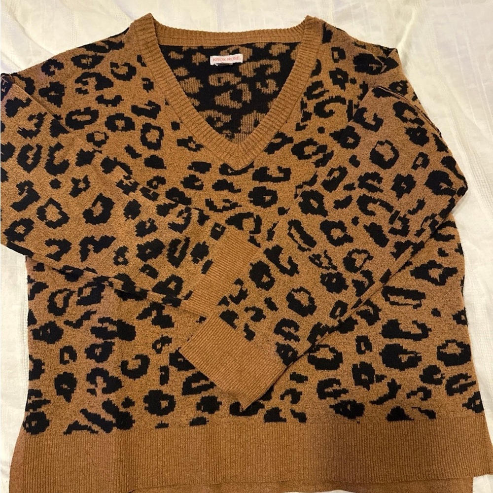 Leopard Print V-Neck Sweater
